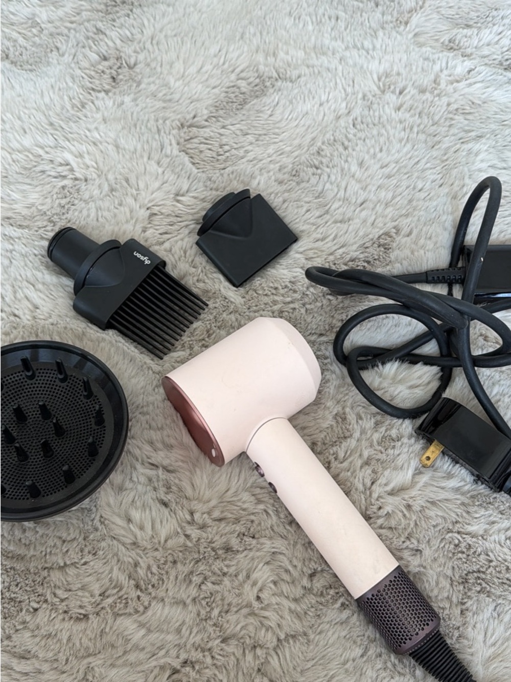 Dyson Pink and Rose Gold Compact Hair Dryer with Attachments